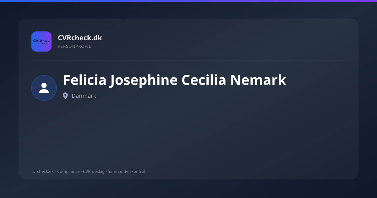 Visitkort: Felicia Josephine Cecilia Nemark, person-info