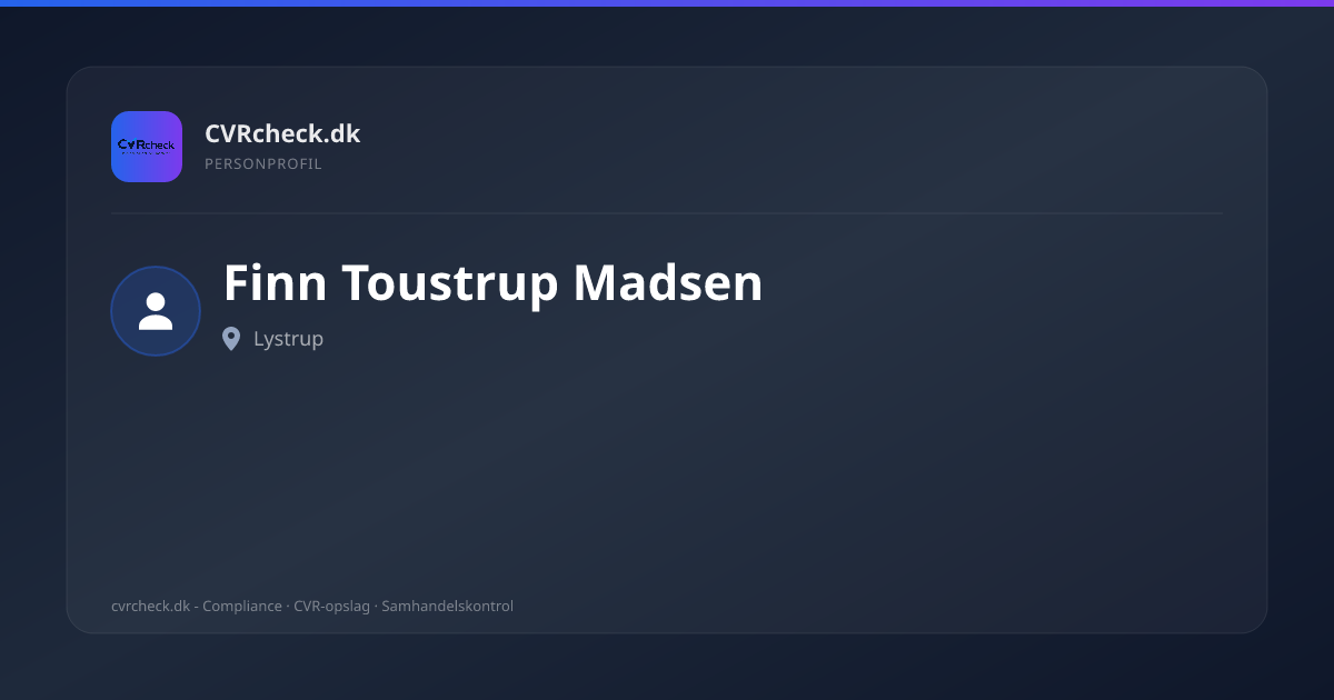 Visitkort: Finn Toustrup Madsen, Lystrup, person-info