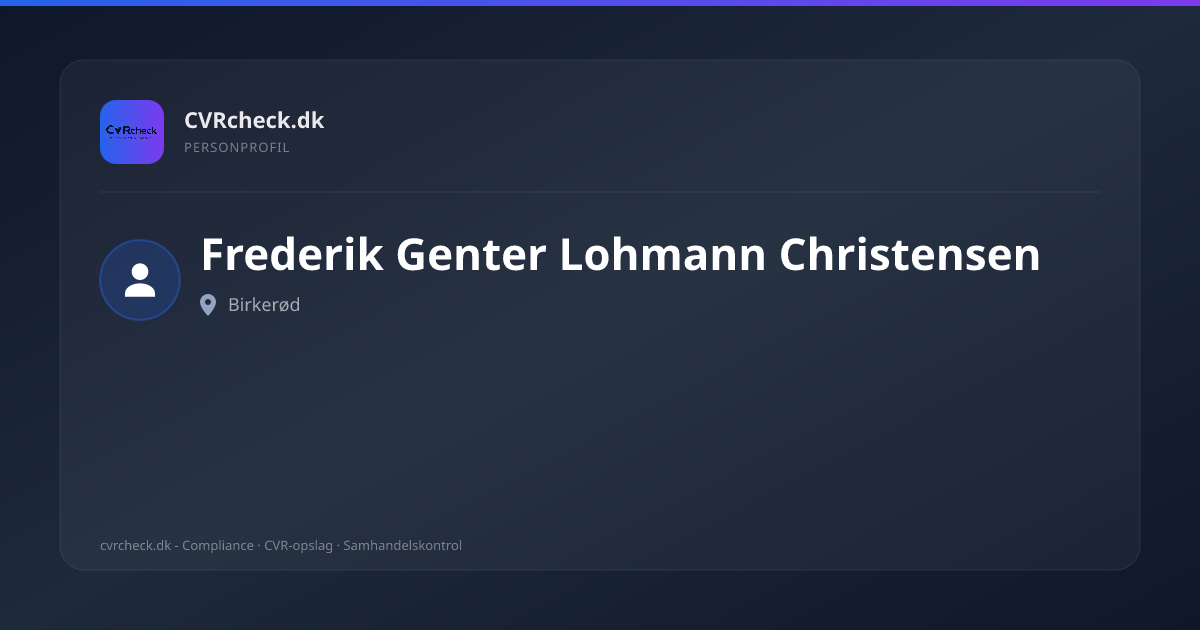 Visitkort: Frederik Genter Lohmann Christensen, Birkerød, person-info