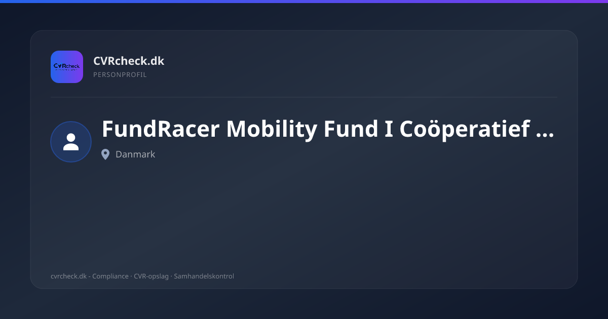 Visitkort: FundRacer Mobility Fund I Coöperatief U.A, person-info