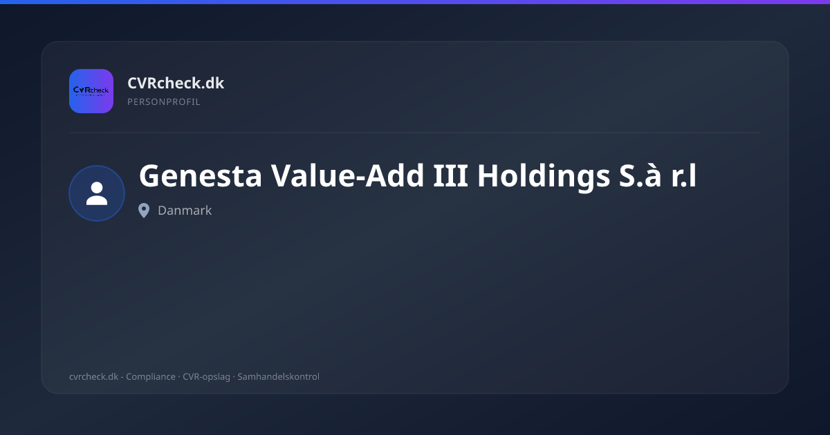 Visitkort: Genesta Value-Add III Holdings S.à r.l, person-info