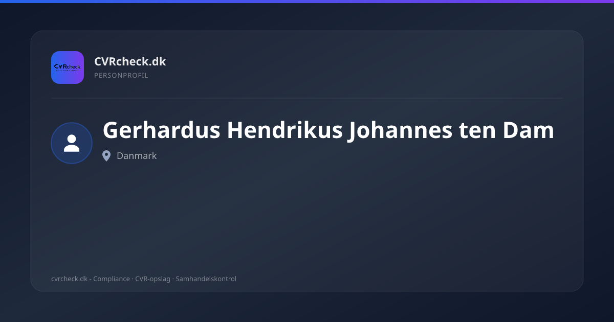 Visitkort: Gerhardus Hendrikus Johannes ten Dam, person-info