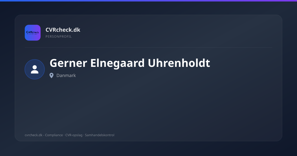 Visitkort: Gerner Elnegaard Uhrenholdt, person-info