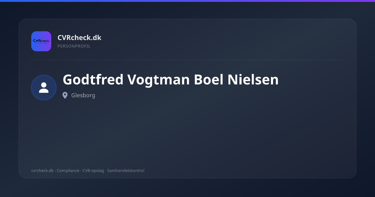 Visitkort: Godtfred Vogtman Boel Nielsen, Glesborg, person-info