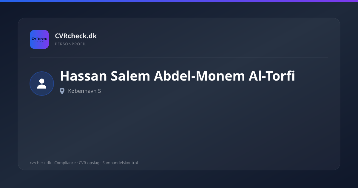 Visitkort: Hassan Salem Abdel-Monem Al-Torfi, København S, person-info