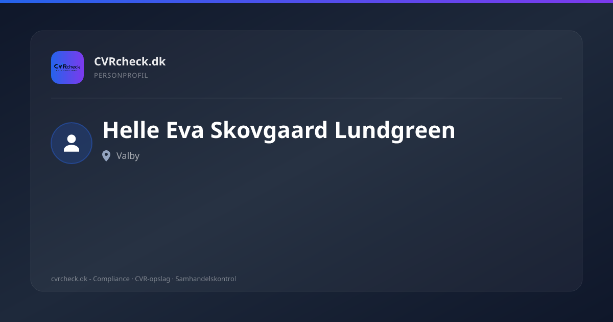 Visitkort: Helle Eva Skovgaard Lundgreen, Valby, person-info