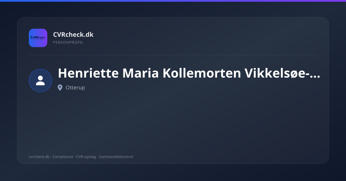 Visitkort: Henriette Maria Kollemorten Vikkelsøe-Pedersen, Otterup, person-info