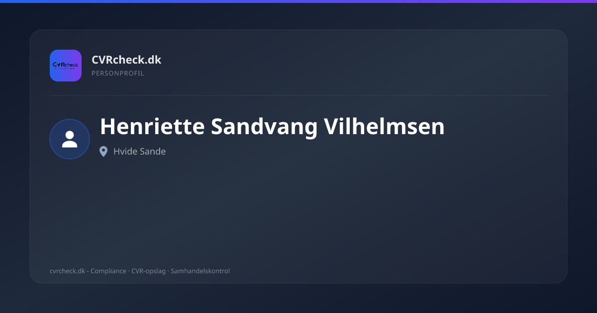 Visitkort: Henriette Sandvang Vilhelmsen, Hvide Sande, person-info