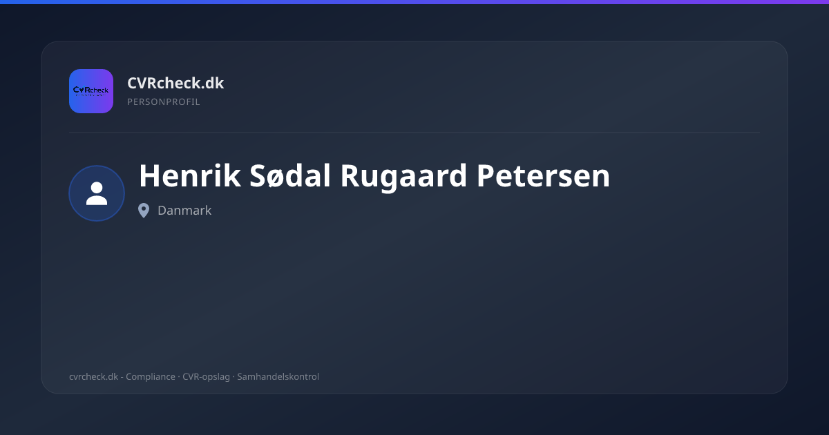 Visitkort: Henrik Sødal Rugaard Petersen, person-info