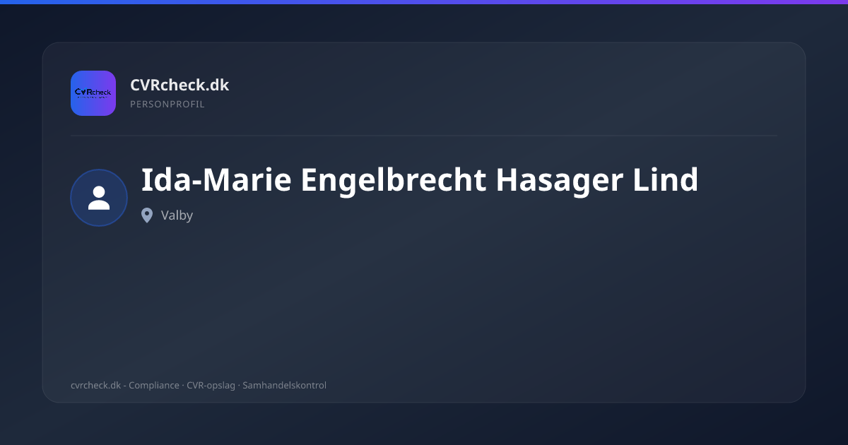 Visitkort: Ida-Marie Engelbrecht Hasager Lind, Valby, person-info