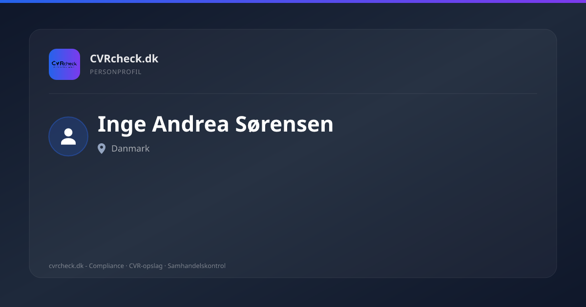Visitkort: Inge Andrea Sørensen, person-info