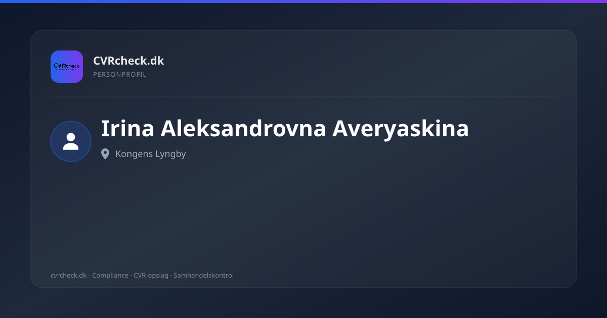 Visitkort: Irina Aleksandrovna Averyaskina, Kongens Lyngby, person-info