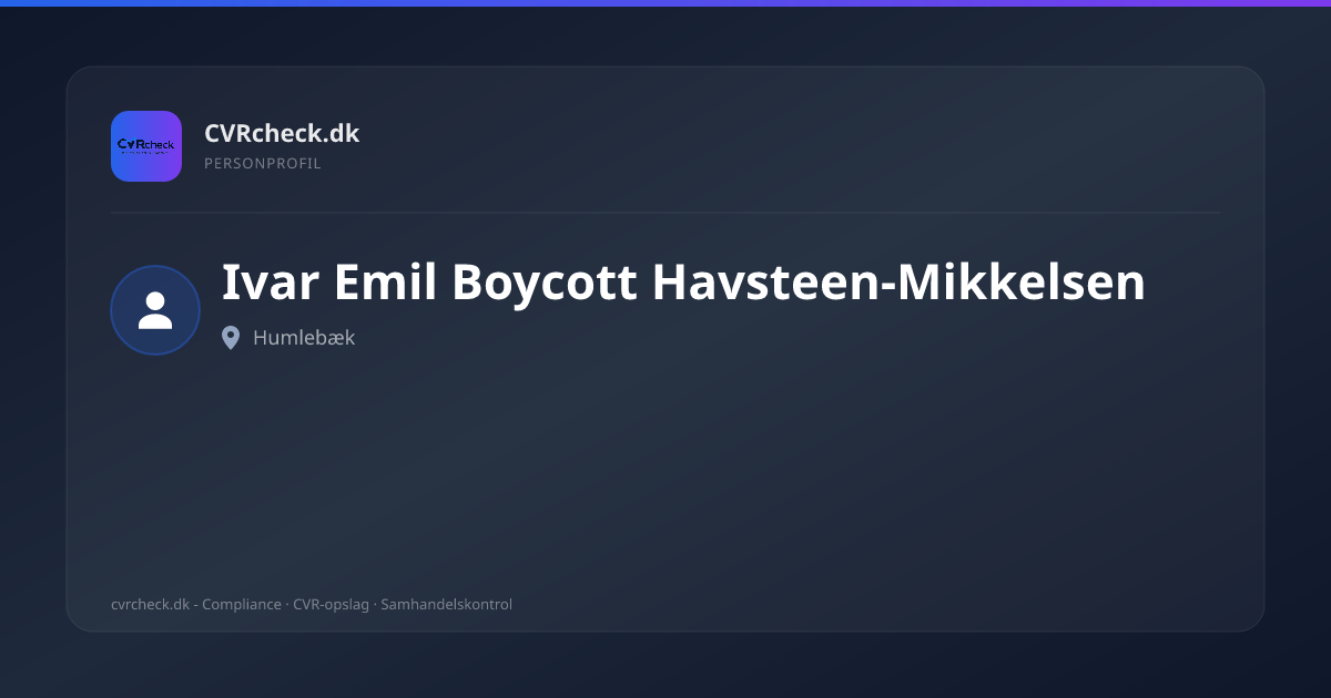 Visitkort: Ivar Emil Boycott Havsteen-Mikkelsen, Humlebæk, person-info