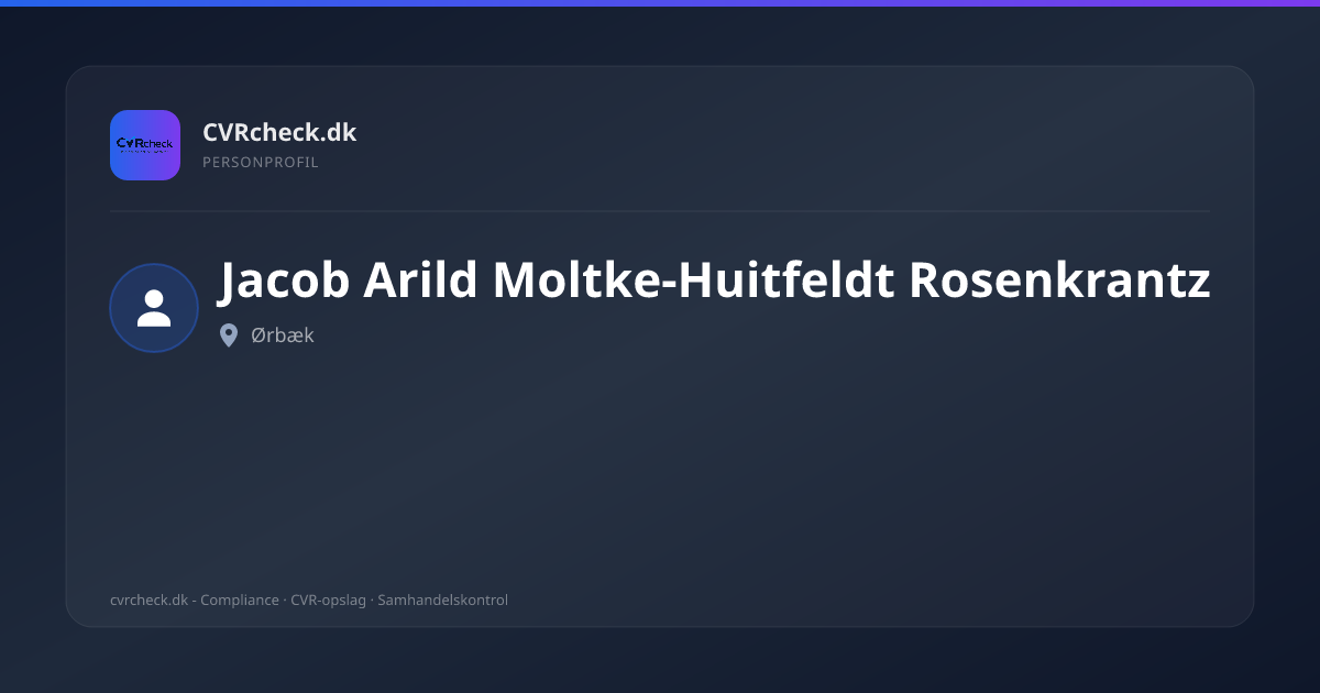 Visitkort: Jacob Arild Moltke-Huitfeldt Rosenkrantz, Ørbæk, person-info