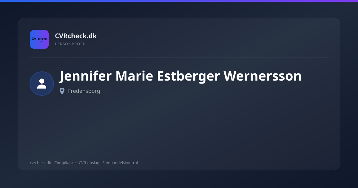 Visitkort: Jennifer Marie Estberger Wernersson, Fredensborg, person-info