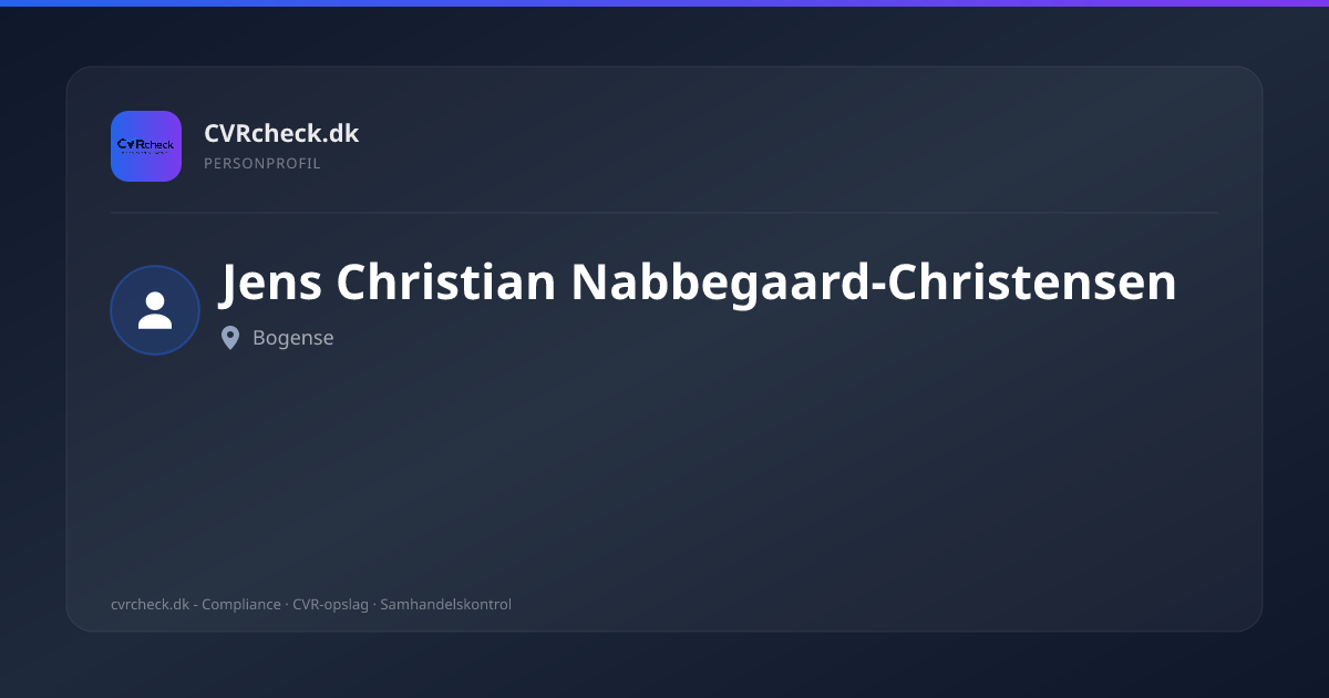 Visitkort: Jens Christian Nabbegaard-Christensen, Bogense, person-info