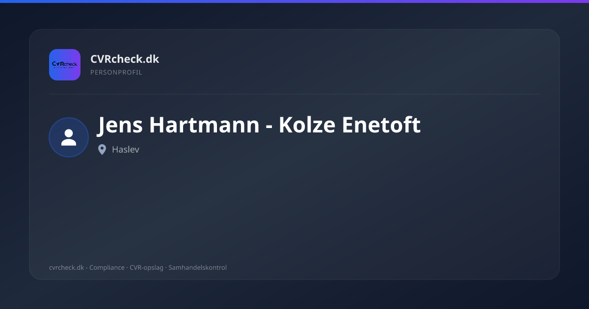 Visitkort: Jens Hartmann - Kolze Enetoft, Haslev, person-info