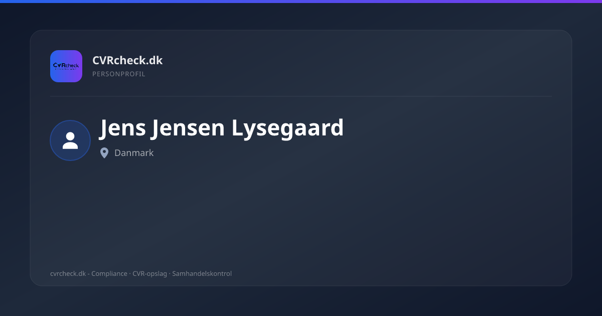 Visitkort: Jens Jensen Lysegaard, person-info