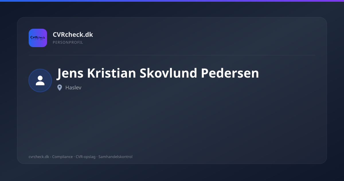 Visitkort: Jens Kristian Skovlund Pedersen, Haslev, person-info