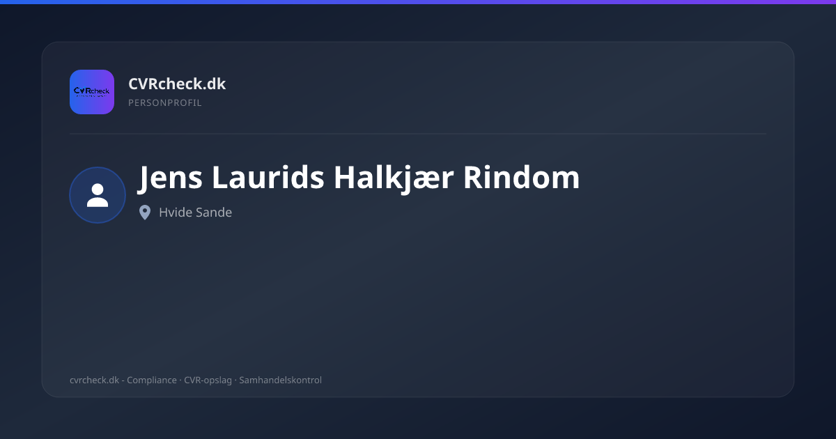Visitkort: Jens Laurids Halkjær Rindom, Hvide Sande, person-info
