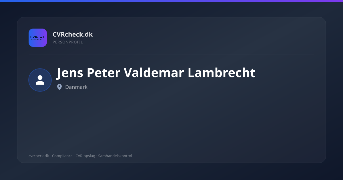 Visitkort: Jens Peter Valdemar Lambrecht, person-info
