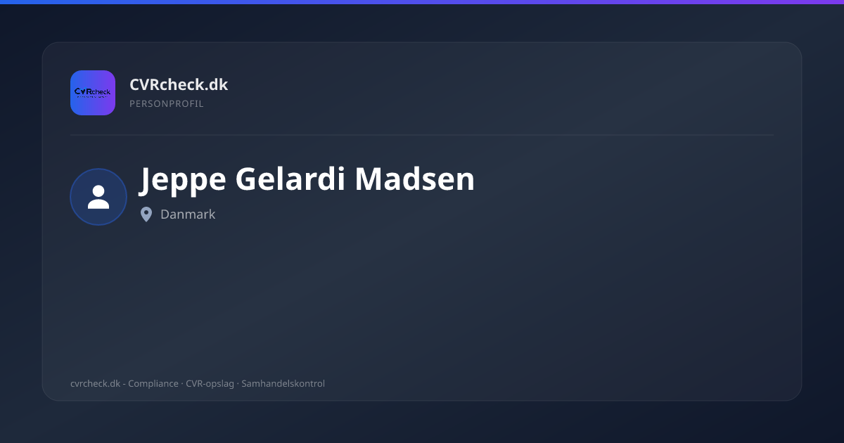 Visitkort: Jeppe Gelardi Madsen, person-info