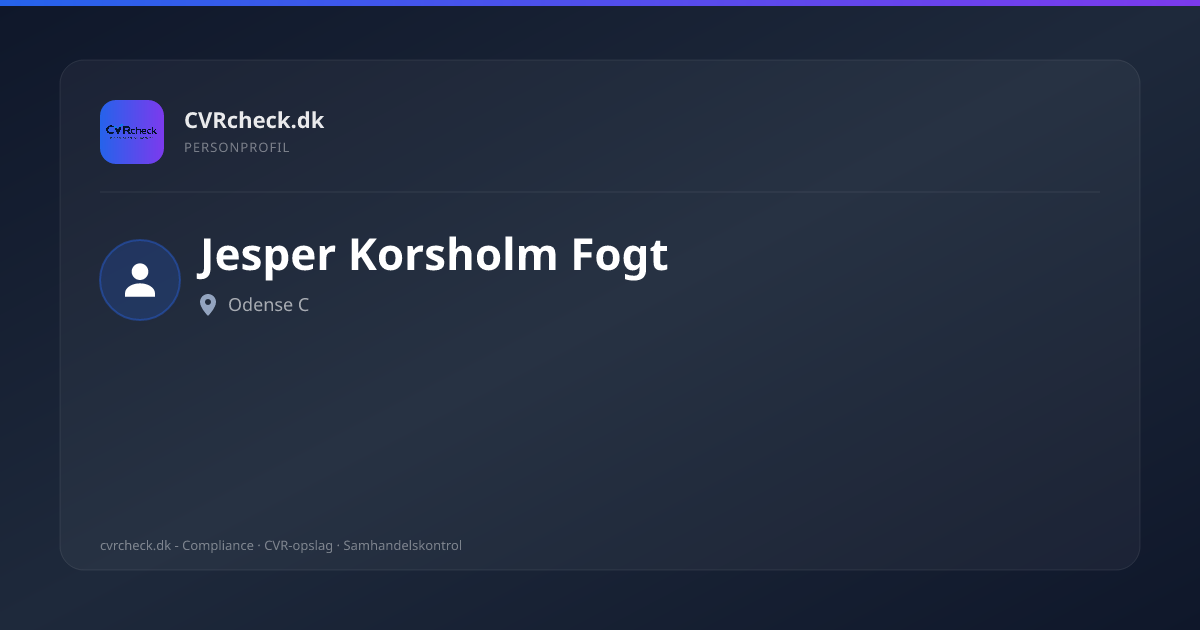Visitkort: Jesper Korsholm Fogt, Odense C, person-info