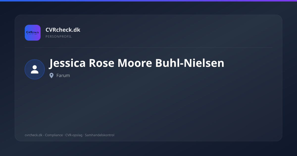 Visitkort: Jessica Rose Moore Buhl-Nielsen, Farum, person-info