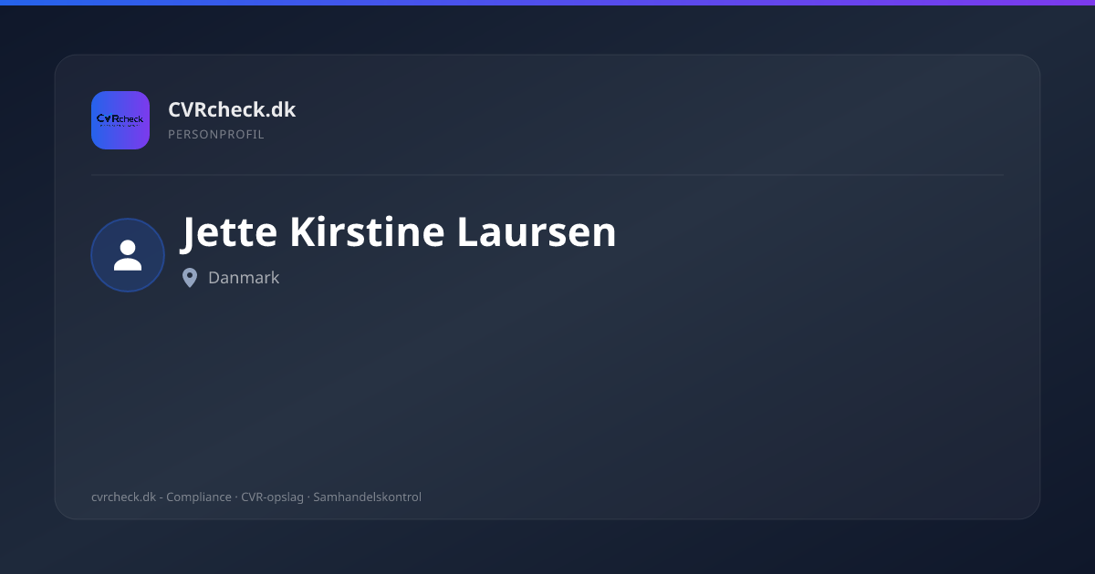 Visitkort: Jette Kirstine Laursen, person-info