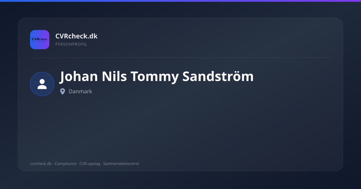 Visitkort: Johan Nils Tommy Sandström, person-info