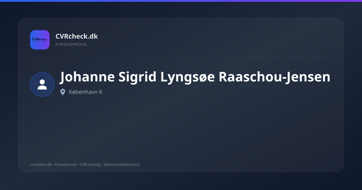 Visitkort: Johanne Sigrid Lyngsøe Raaschou-Jensen, København K, person-info