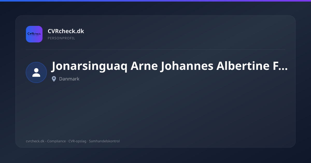 Visitkort: Jonarsinguaq Arne Johannes Albertine Fleischer, person-info