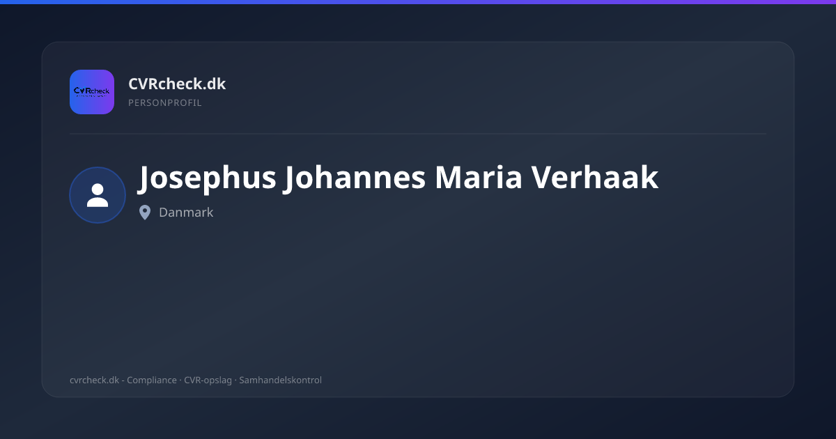 Visitkort: Josephus Johannes Maria Verhaak, person-info