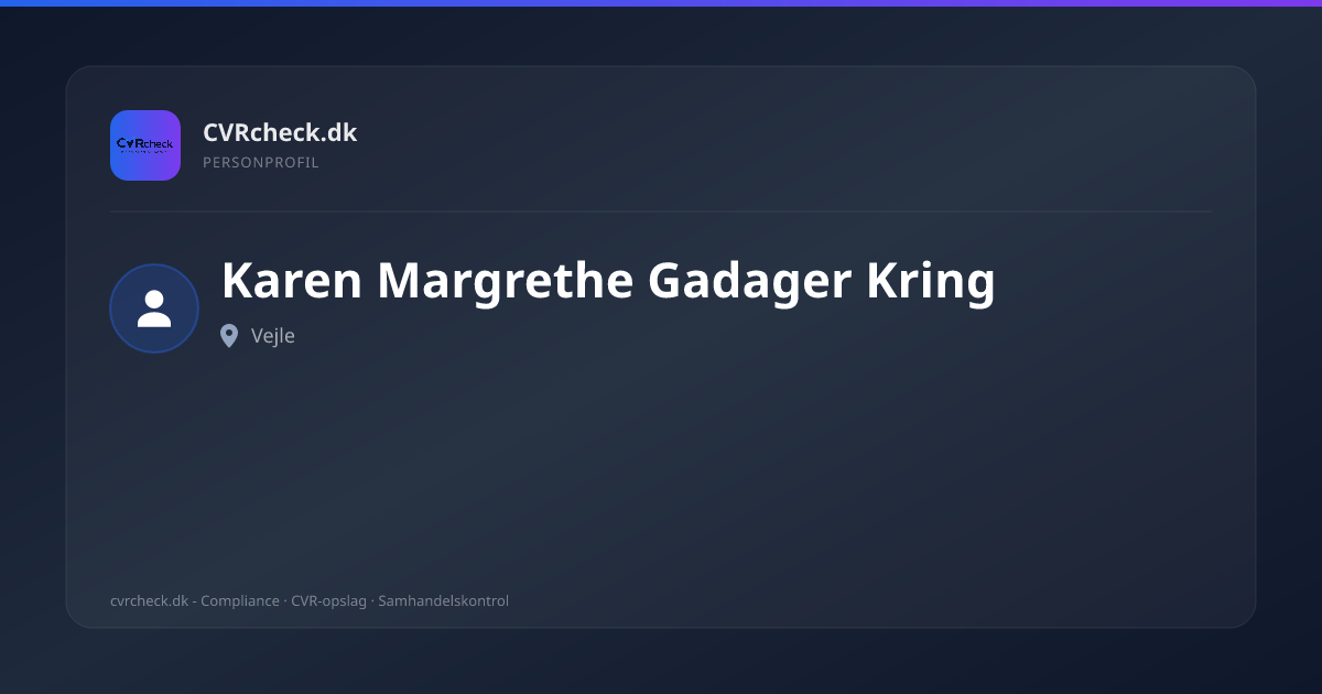 Visitkort: Karen Margrethe Gadager Kring, Vejle, person-info