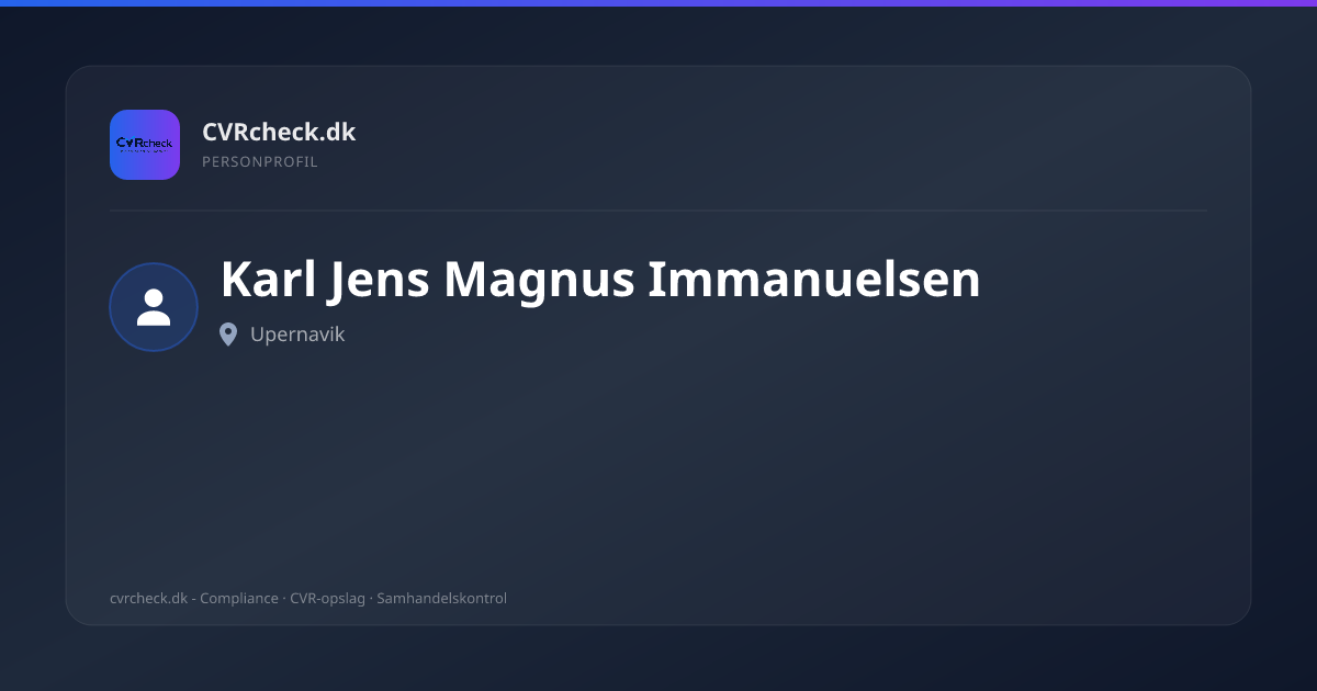 Visitkort: Karl Jens Magnus Immanuelsen, Upernavik, person-info
