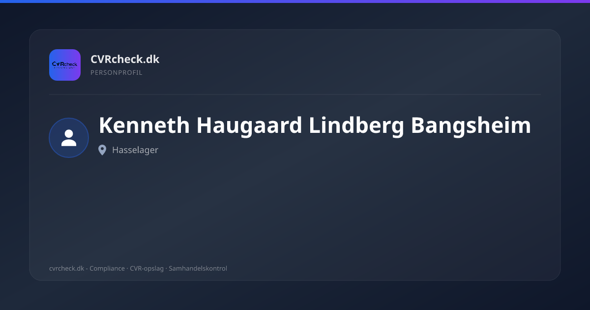Visitkort: Kenneth Haugaard Lindberg Bangsheim, Hasselager, person-info