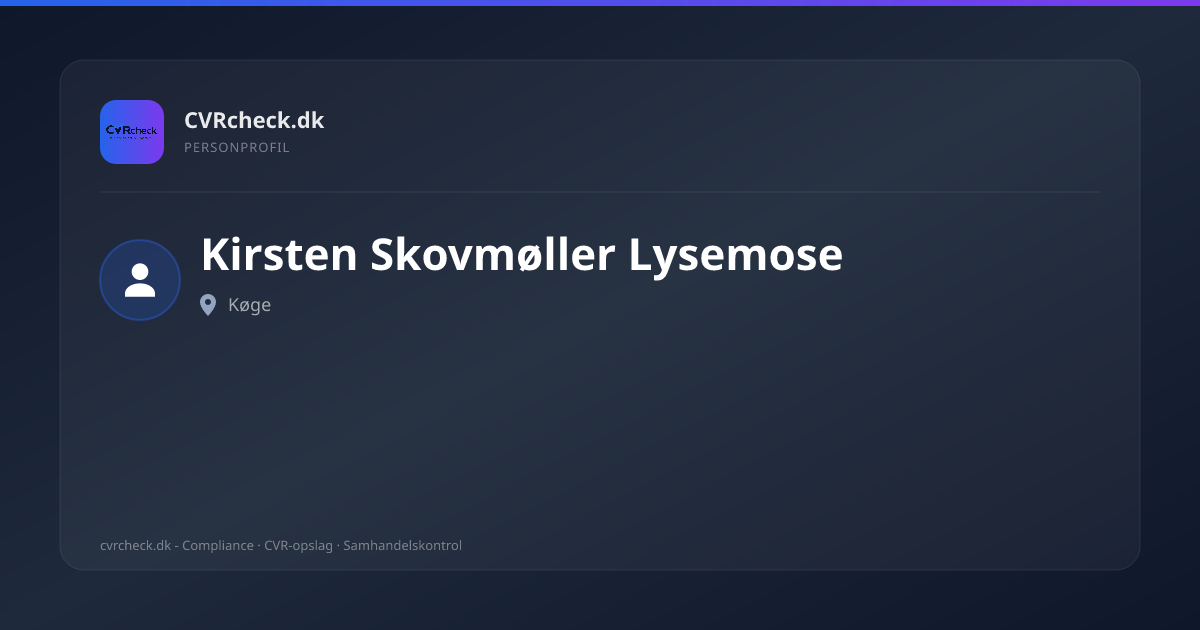 Visitkort: Kirsten Skovmøller Lysemose, Køge, person-info
