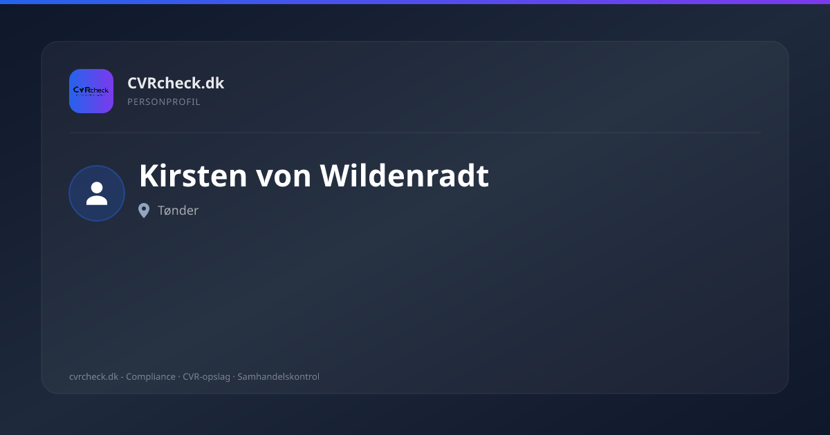 Visitkort: Kirsten von Wildenradt, Tønder, person-info