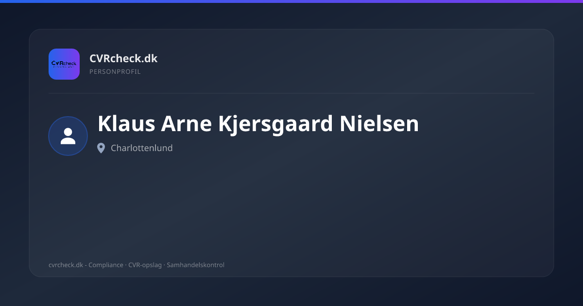 Visitkort: Klaus Arne Kjersgaard Nielsen, Charlottenlund, person-info