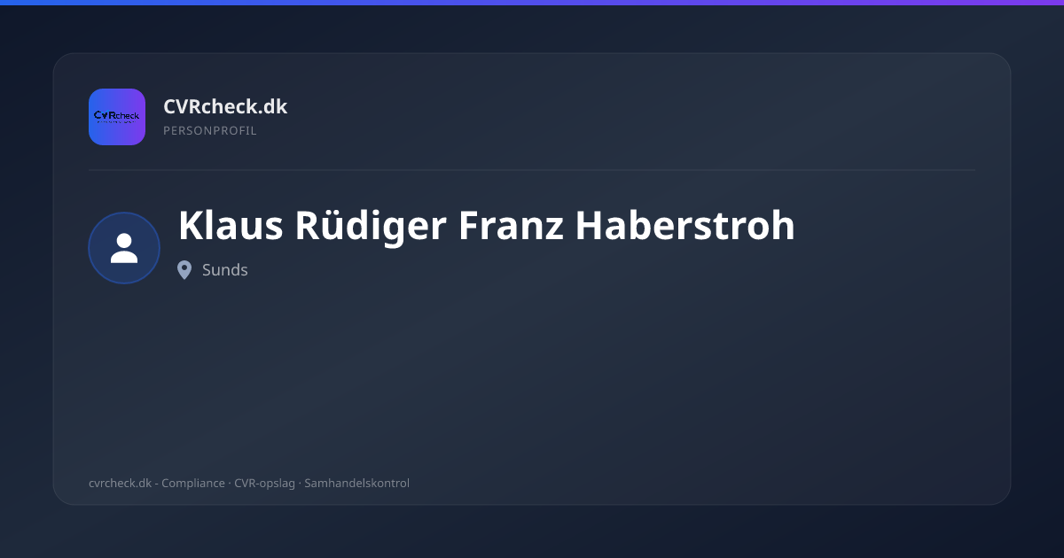 Visitkort: Klaus Rüdiger Franz Haberstroh, Sunds, person-info
