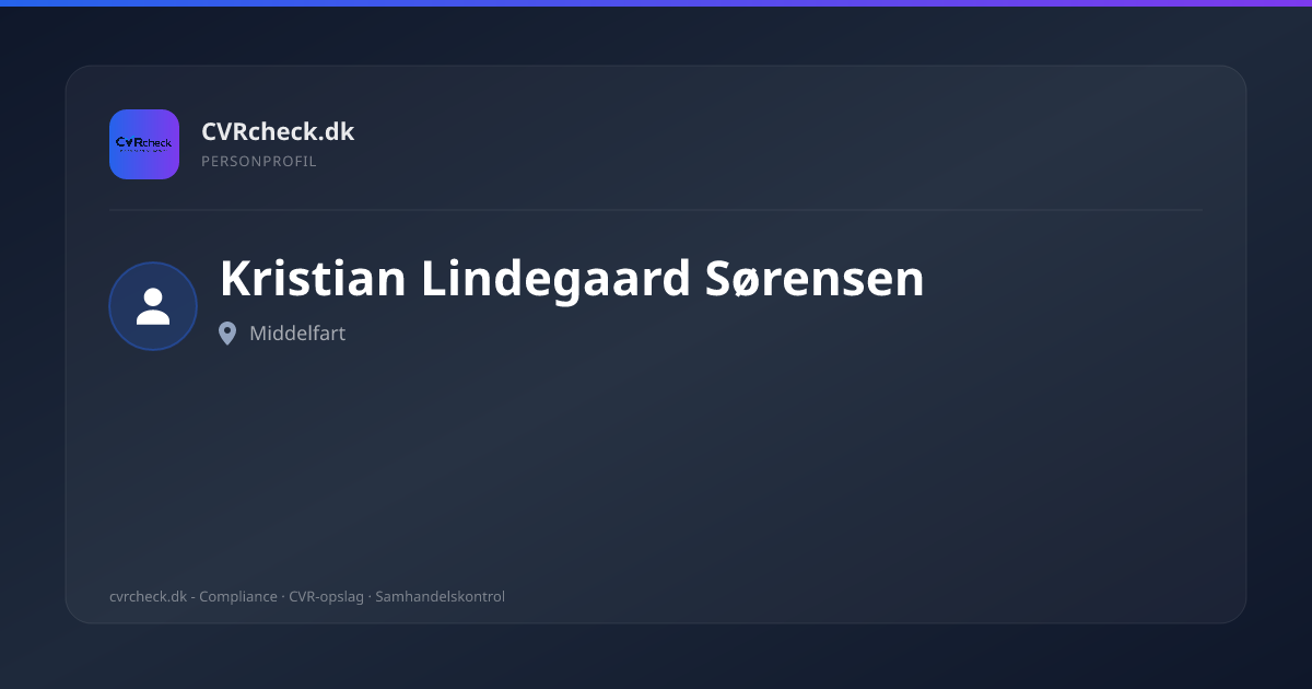 Visitkort: Kristian Lindegaard Sørensen, Middelfart, person-info