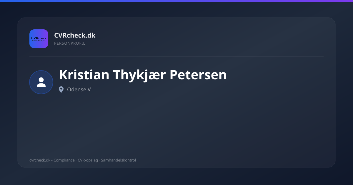 Visitkort: Kristian Thykjær Petersen, Odense V, person-info