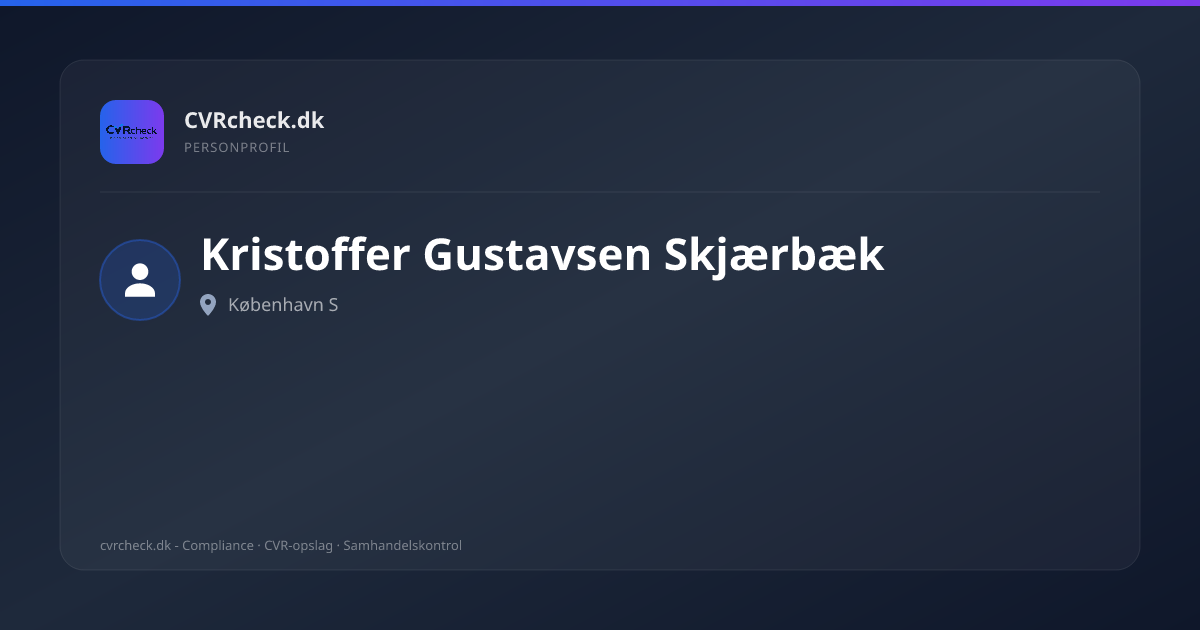 Visitkort: Kristoffer Gustavsen Skjærbæk, København S, person-info
