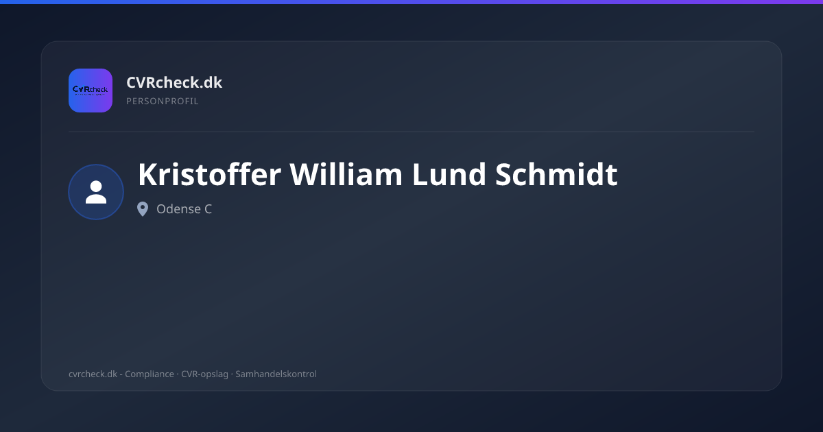 Visitkort: Kristoffer William Lund Schmidt, Odense C, person-info