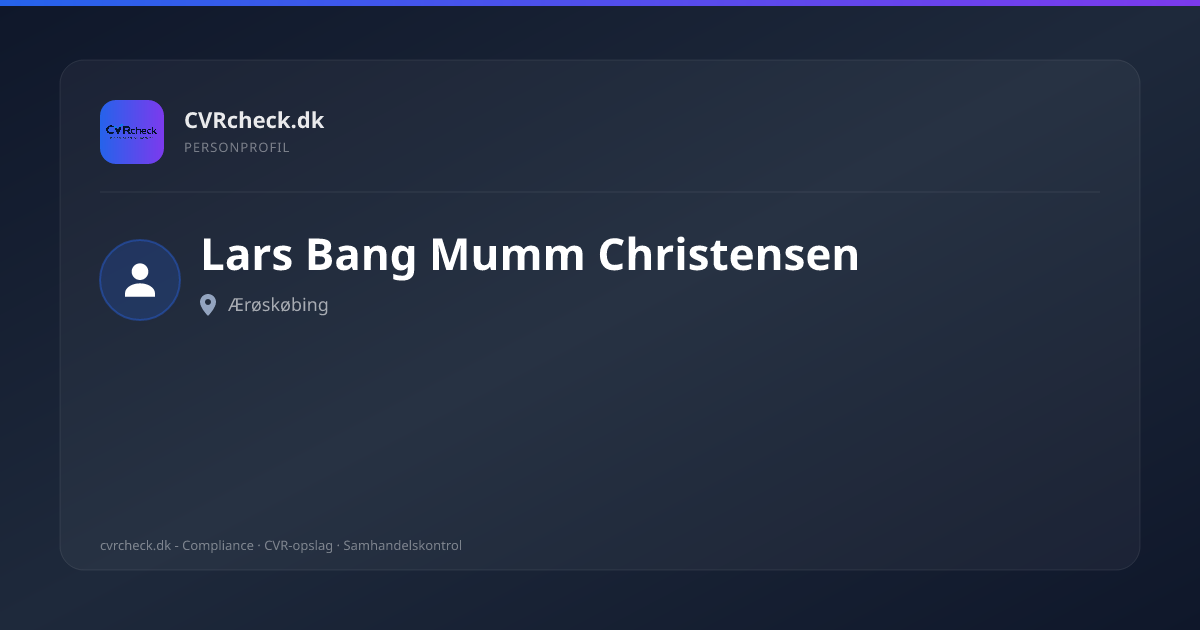 Visitkort: Lars Bang Mumm Christensen, Ærøskøbing, person-info