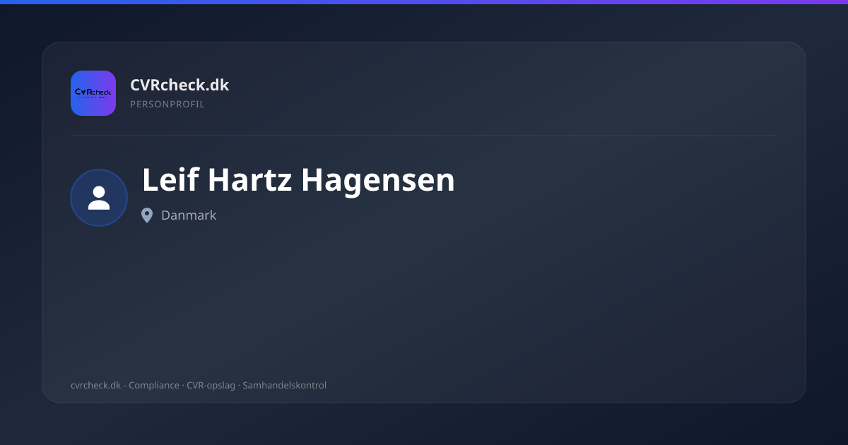 Visitkort: Leif Hartz Hagensen, person-info