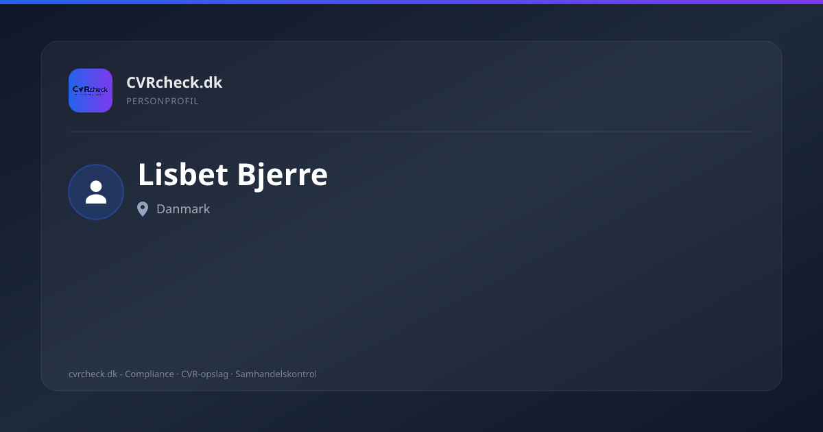 Visitkort: Lisbet Bjerre, person-info