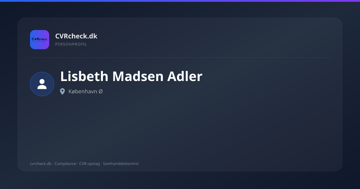 Visitkort: Lisbeth Madsen Adler, København Ø, person-info