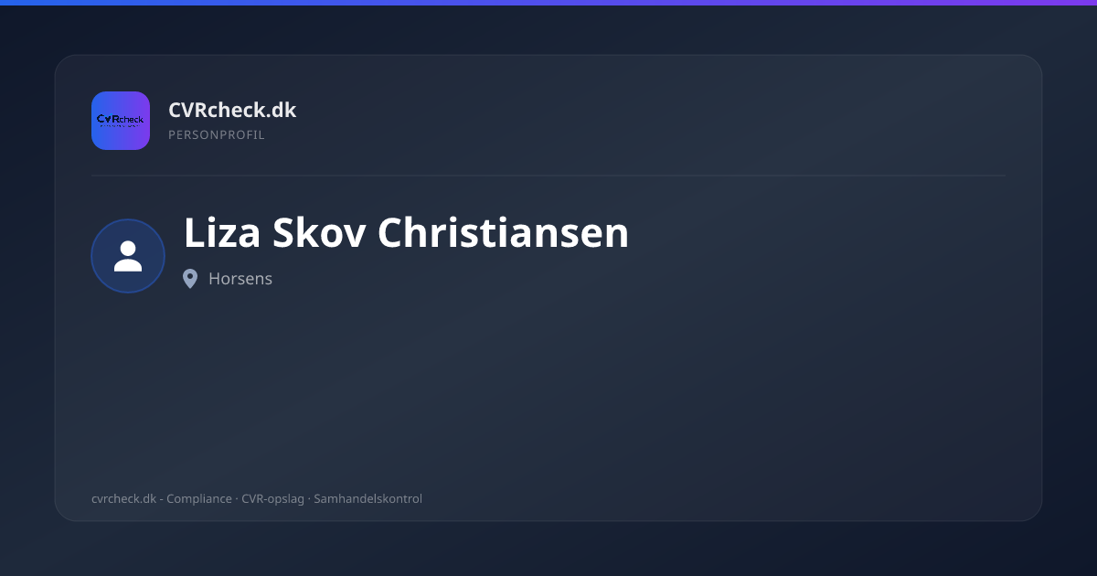 Visitkort: Liza Skov Christiansen, Horsens, person-info