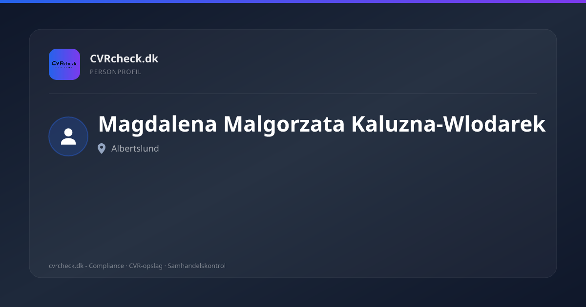 Visitkort: Magdalena Malgorzata Kaluzna-Wlodarek, Albertslund, person-info